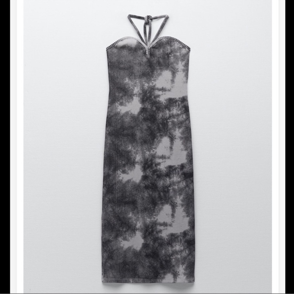 Zara Halter Maxi Dress in tie die